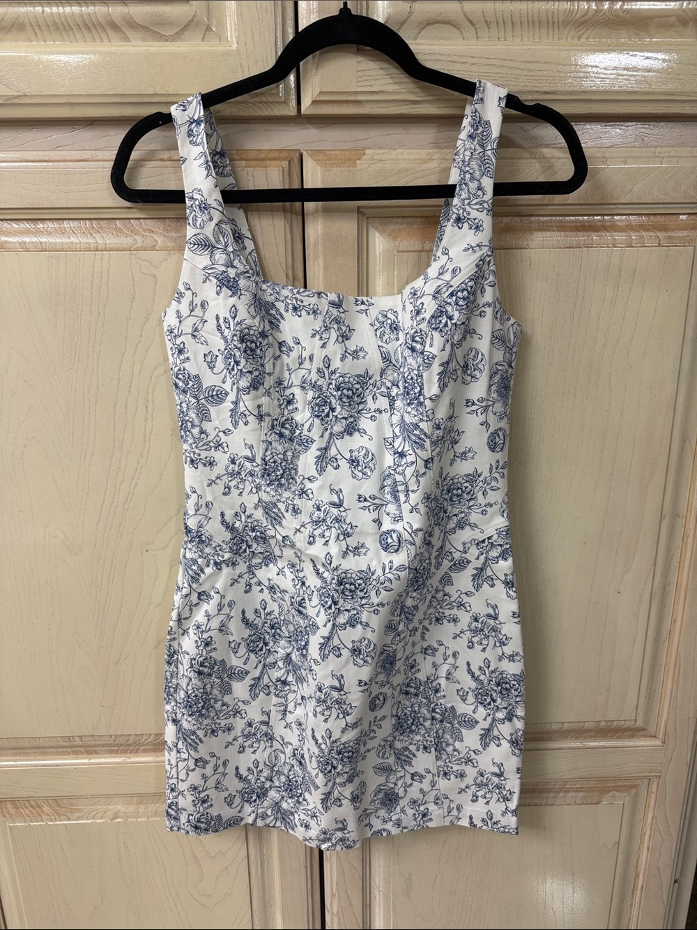 Christian Lacroix White and Blue Floral Mini Dress